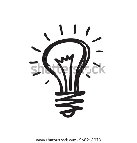 Lightbulb - creative sketch draw vector illustration. Electric lamp logo sign. 