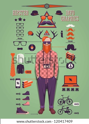 Hipster info graphic background,hipster elements and icons,