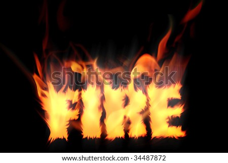 word fire on flame isolated