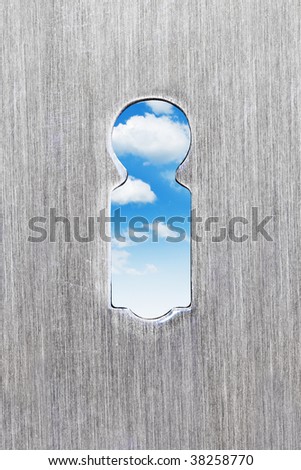 keyhole and blue sky inside