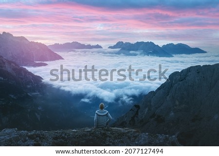 Similar – Image, Stock Photo Sunrise at the Auronzo hut