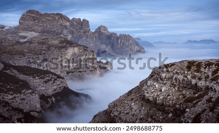 Similar – Image, Stock Photo Sunrise at the Auronzo hut