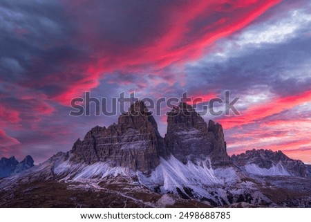 Similar – Image, Stock Photo Rifugio Lavaredo and di Cadini mountains in background, Sesto Dolomites, Trentino, Alto-Adige, South Tyrol, Italy
