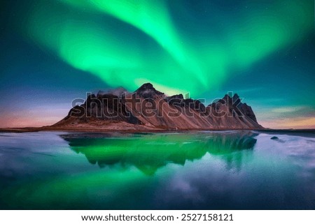 Similar – Image, Stock Photo View of the polar town of Tromso in northern Norway and the snowy hills in the background at sunset. The landmark of this Paris of the North