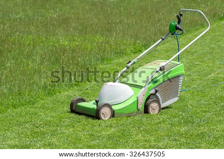 electric lawn mower close up