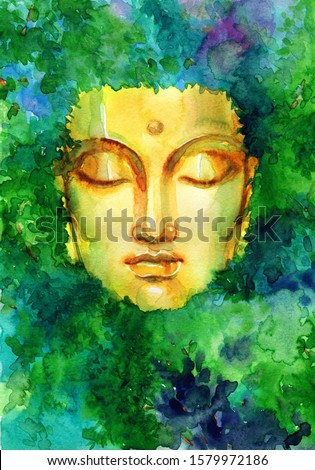 Buddha. Buddha statue image.  illustration. watercolor painting
