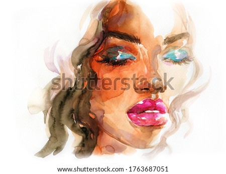african american woman. beauty fashion illustration. watercolor painting
