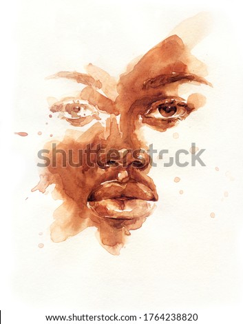 african american human. illustration. watercolor painting

