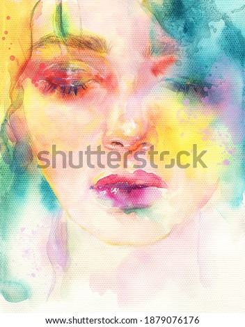 female face. illustration. watercolor painting
