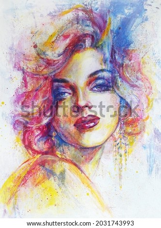 beautiful woman. contemporary painting. watercolor illustration
