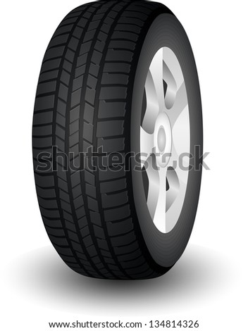 New dark modern car wheel with tyre