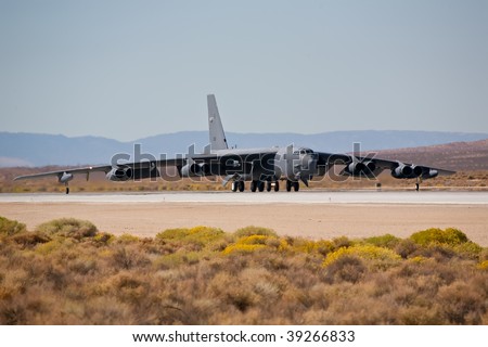 EDWARDS AFB, CA - OCT 17: Boeing B-52 Stratofortress taxiing to the runway at Flight Test Nation 2009, October 17, 2009, Edwards Air Force Base, CA