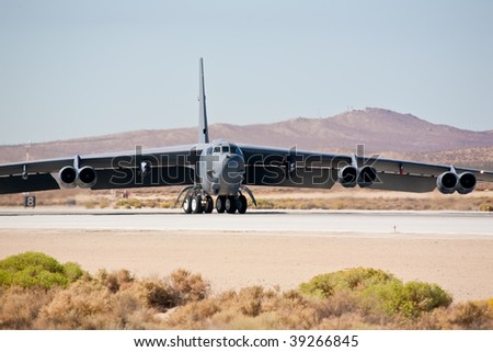EDWARDS AFB, CA - OCT 17: Boeing B-52 Stratofortress taxiing to the runway at Flight Test Nation 2009, October 17, 2009, Edwards Air Force Base, CA