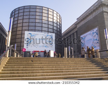 BERLIN, GERMANY- NOV 13: Facade of the Pergammonmuseum on November 13, 2011 in Berlin, Germany. The Pergammon Museum holds an world-famous exhibition of Greek, Roman, Babilonian and Oriental art.