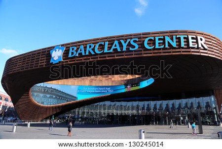 BROOKLYN, NEW YORK - MARCH 3: Newest sport arena Barclays center on March 3, 2013 in Brooklyn, New York. Barclays Center with 18,000 seats serves as the new home of the NBAs Brooklyn Nets.