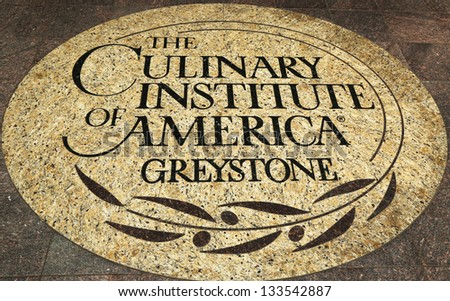 ST. HELENA, CA - MARCH 27: The Culinary Institute of America emblem on March 27, 2013 in Napa Valley. It is a not-for-profit academic institution of higher learning in cooking.