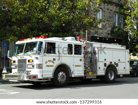 NAPA VALLEY, CA - MARCH 26: City of St. Helena fire truck on March 26, 2013. There are  1,781 fire departments and fire stations in California