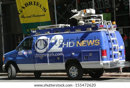 NEW YORK - AUGUST 15: WCBS Channel 2 van in midtown Manhattan on August 15, 2013. WCBS is a television station located in New York City and is the flagship station of the television network