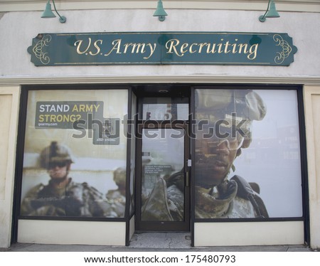 LYNBROOK, NY  - FEBRUARY 6: U.S. Army Recruiting Station in Lynbrook on February 6, 2014. it has mission is to recruit the enlisted, non commissioned and officer candidates for service in the US Army
