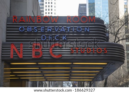 NEW YORK CITY - MARCH 20: The famous Rockefeller Center is home to NBC studios, an observation deck, and the upscale nightclub Rainbow Room on March 20, 2014 in New York City