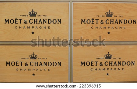 NEW YORK - AUGUST 21:Moet and Chandon champagne presented at the National Tennis Center during US Open 2014 on August 21,2014 in New York. Moet and Chandon is the official champagne of the US Open