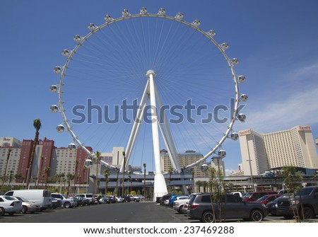 LAS VEGAS, NEVADA - MAY 10:Las Vegas newest attraction The High Roller Ferris Wheel stands tall 550-foot, located near Las Vegas Strip on May 10, 2014. It opened to the public on March 31, 2014