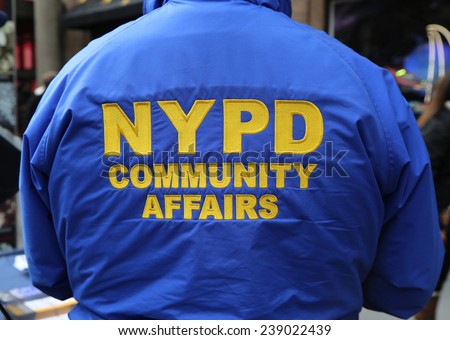 NEW YORK - DECEMBER 18: NYPD community affairs officer in Manhattan on December 18, 2014. New York Police Department, established in 1845, is the largest police force in USA