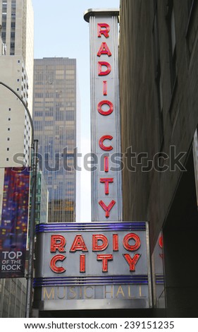 NEW YORK - DECEMBER 18: New York City landmark, Radio City Music Hall in Rockefeller Center in Midtown Manhattan on December 18, 2014
