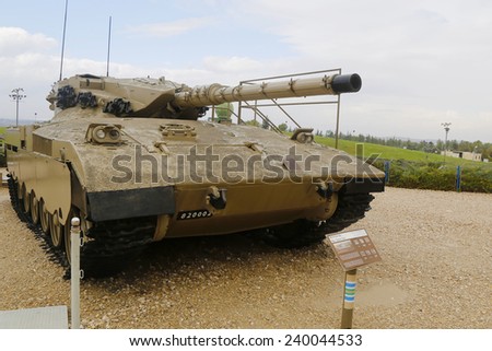 LATRUN, ISRAEL - NOVEMBER 27: Israel made main battle tank Mark I on display at Yad La-Shiryon Armored Corps Museum at Latrun on November 27, 2014.