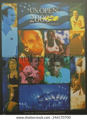 NEW YORK - AUGUST 18, 2014: US Open 2000 poster on display at the Billie Jean King National Tennis Center in New York