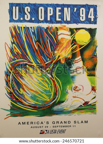 NEW YORK - AUGUST 18, 2014: US Open 1994 poster on display at the Billie Jean King National Tennis Center in New York