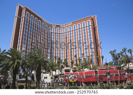 LAS VEGAS, NEVADA - MAY 11, 2014: Treasure Island Hotel & Casino on the Las Vegas Strip in Las Vegas. Treasure Island Hotel & Casino has 2,664 rooms and 220 suites