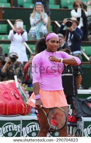 PARIS, FRANCE- MAY 28, 2015: Nineteen times Grand Slam champion Serena Willams after  third round match at Roland Garros 2015 in Paris, France