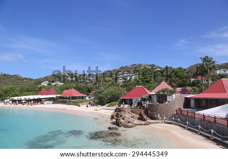 ST BARTS,FRENCH WEST INDIES - JUNE 11, 2015: Luxury villa at Eden Rock hotel and Nikki Beach Club at St Barts, French West Indies. Eden Rock St Barts is one of the Top 100 hotels in the world.