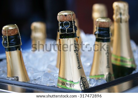 NEW YORK - SEPTEMBER 3, 2015: Perrier-Jouet champagne presented at the National Tennis Center during US Open 2015 in New York