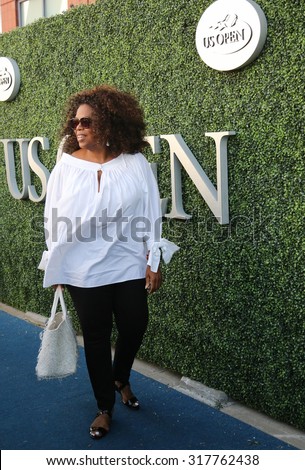 NEW YORK - SEPTEMBER 8, 2015: Oprah Winfrey attends US Open 2015 tennis match between Serena and Venus Williams at USTA Billie Jean King National Tennis Center in New York