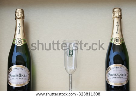 NEW YORK - SEPTEMBER 1, 2015: Perrier-Jouet champagne presented at the National Tennis Center during US Open 2015 in New York