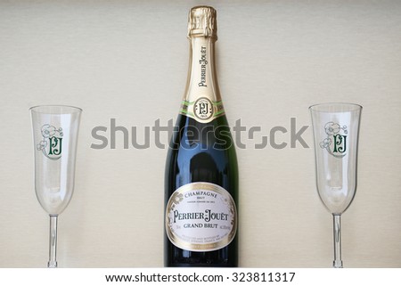 NEW YORK - SEPTEMBER 1, 2015: Perrier-Jouet champagne presented at the National Tennis Center during US Open 2015 in New York
