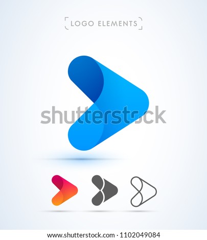 Arrow logo template. Vector abstract material design, flat and line style