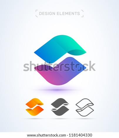 Vector abstract letter O or S logo design template. Material design, origami paper, flat and line art style collection