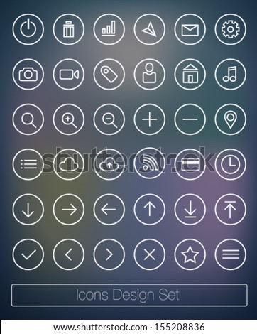 Vector Thin Icons Design Set. Moder Simple Line Icons. Ultra Thin Icons ...