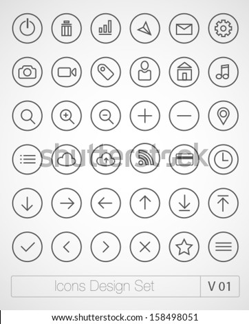 Vector thin icons design set. Moder simple line icons. Ultra thin icons on white background. Volume 1