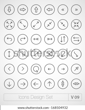 Vector thin icons design set. Arrows. Moder simple line icons. Ultra thin icons on white background. Volume 9