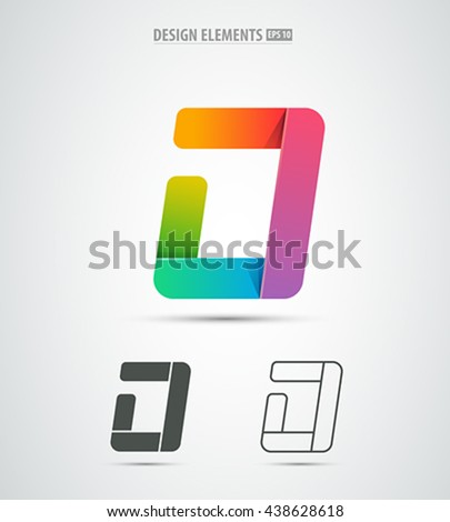 Vector letter o or d logo design elements. Corporate identity icon design. Simple and clean isolated on white. Origami paper shape. Application icon design template for iOS or Android