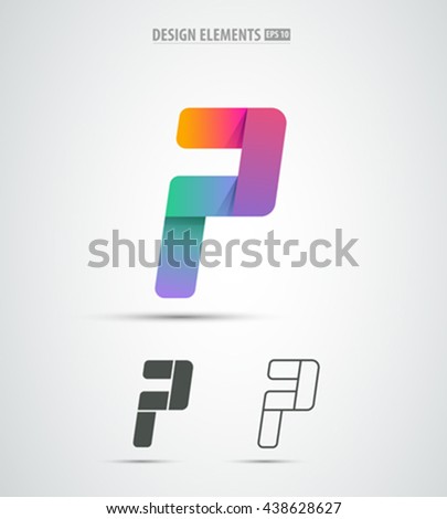 Vector letter P logo design elements. Corporate identity icon design. Simple and clean isolated on white. Origami paper shape. Application icon design template for iOS and Android. Material design