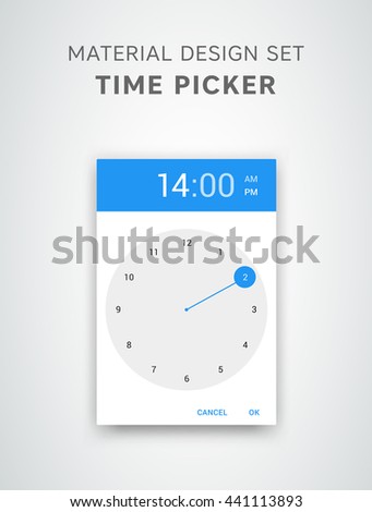 Material design time picker. Clean time picker ui design. GUI elements