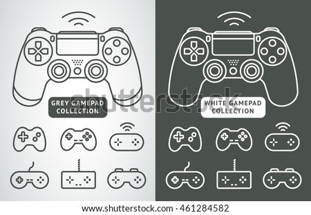 Simple vector gamepad icon set. Joypad, joystick illustration isolated on white background. Simple game elements