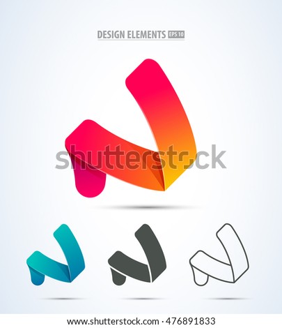 Abstract vector letter n logo design elements set Stock foto © 