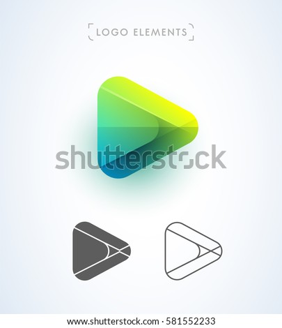 Vector abstract origami play button logo. Can be used as an app icon and company corporate identity.