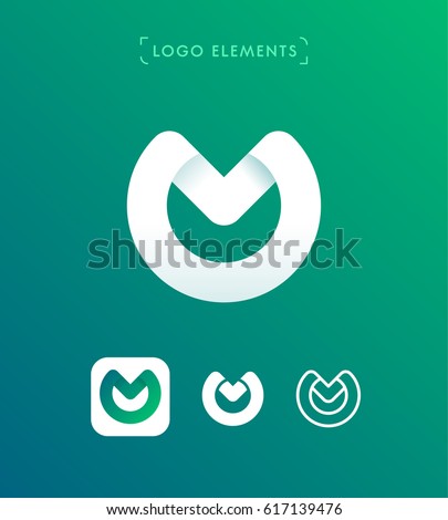 Abstract letter W, M, O origami style logo template Foto stock © 
